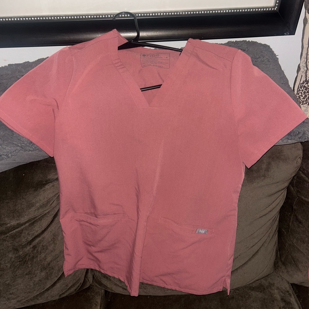 Figs Mauve casma scrub top with Kade cargo pants pink ties